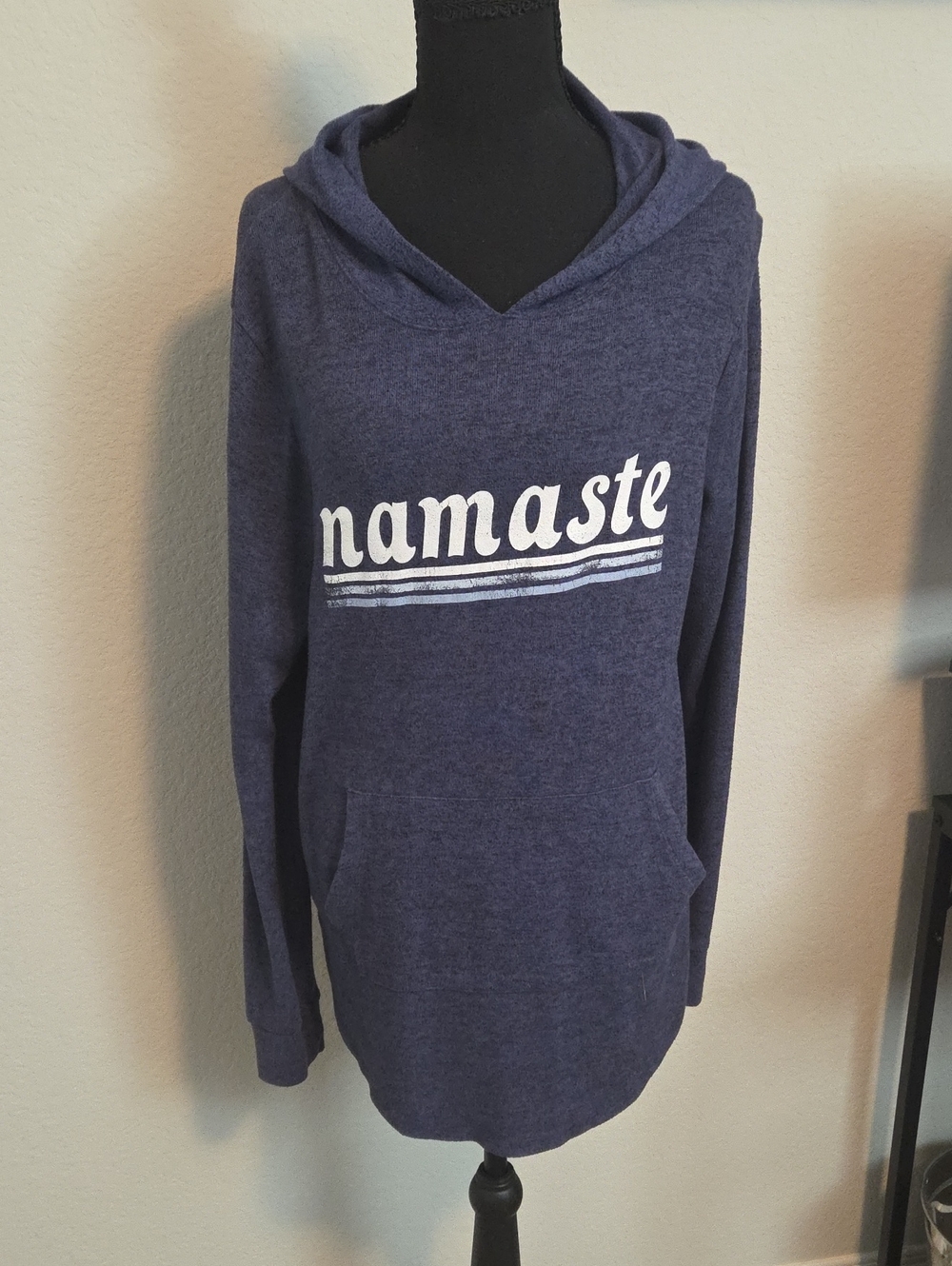 Grayson Threads Blue Namaste V-Neck Graphic Pullover Hoodie XL